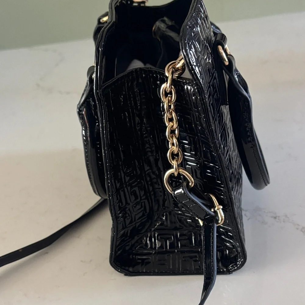 Tommy Hilfiger Black Embossed Satchel